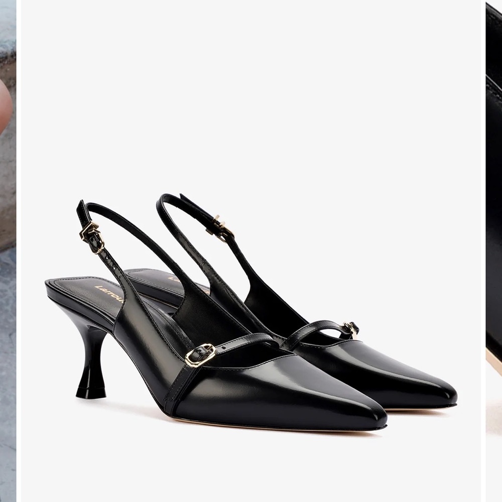LARROUDE BLACK LEATHER INES PUMP - Picture 2 of 11